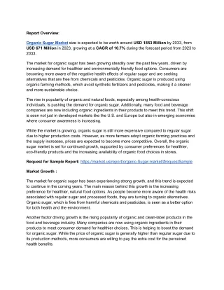 Organic Sugar Market Landscape Development, Industry analysis and Growth