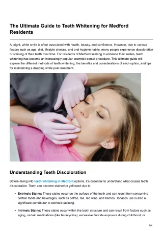 The Ultimate Guide to Teeth Whitening for Medford Residents