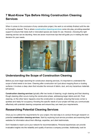 7 Must-Know Tips Before Hiring Construction Cleaning Services