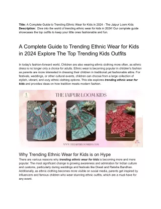 Gp blog 18 - Trending Ethnic Wear for Kids - TJLK GP