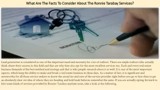 What Are The Facts To Consider About The Ronnie Tarabay Services