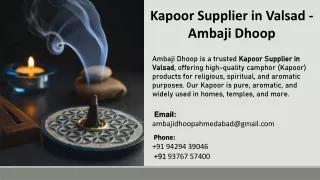 Kapoor Supplier in Valsad - Ambaji Dhoop