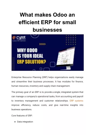 What makes Odoo an efficient ERP for small businesses