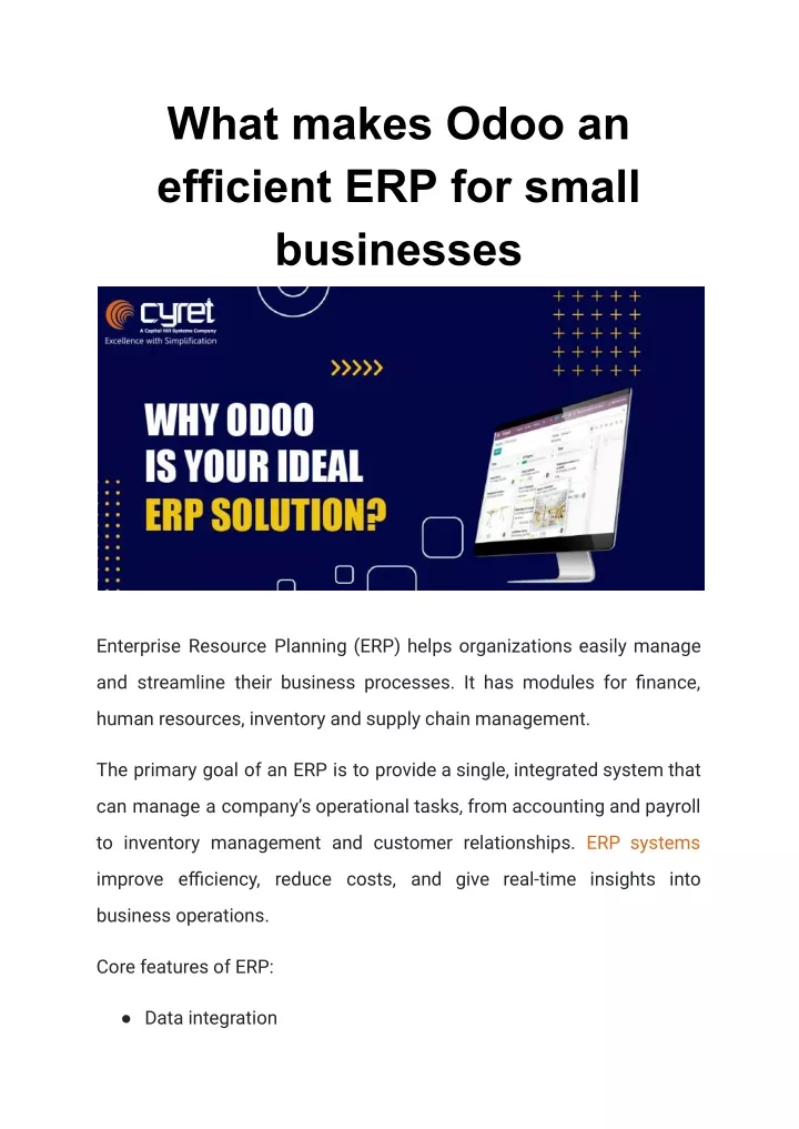 what makes odoo an efficient erp for small