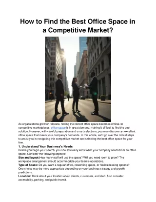 How to Find the Best Office Space in a Competitive Market