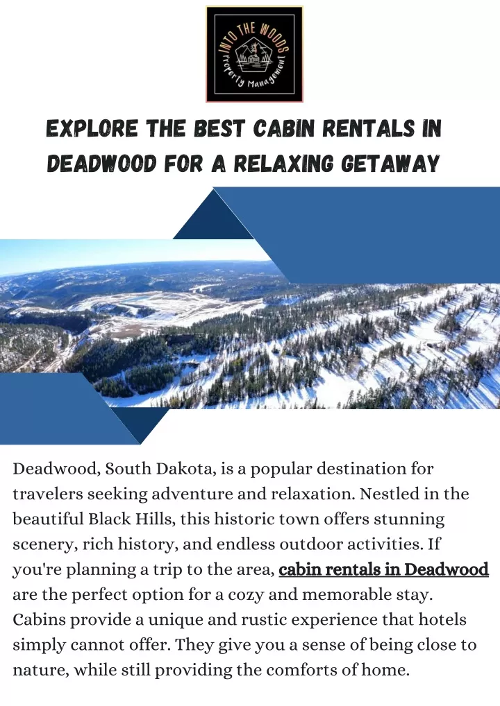 explore the best cabin rentals in deadwood