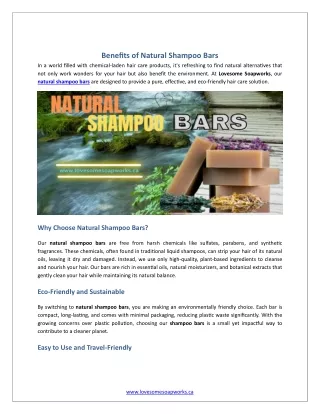 Benefits of Natural Shampoo Bars