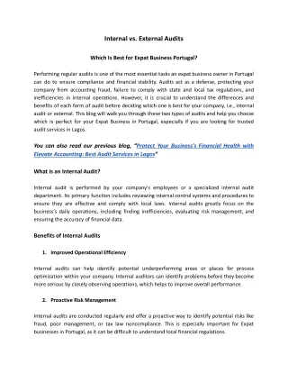 Internal vs. External Audits-Which Is Best for Expat Business Portugal?