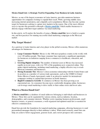 Mexico Email List: A Strategic Tool for Expanding Your Business in Latin America