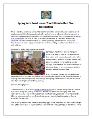 springsureroadhouse yourultimatereststop