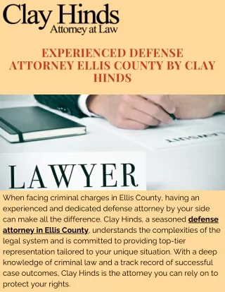 Experienced Defense Attorney Ellis County by Clay Hinds