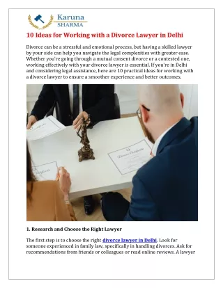 10 Ideas for Working with a Divorce Lawyer in Delhi