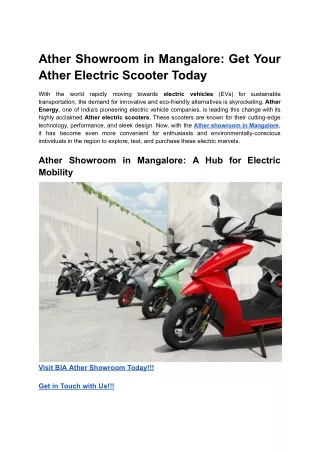 Ather Showroom in Mangalore_ Get Your Ather Electric Scooter Today