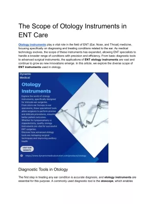 The Scope of Otology Instruments in ENT Care