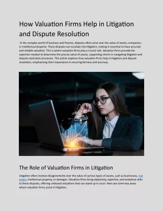 How Valuation Firms Help in Litigation and Dispute Resolution