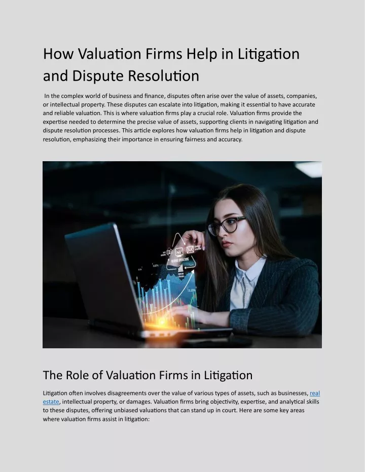 how valuation firms help in litigation