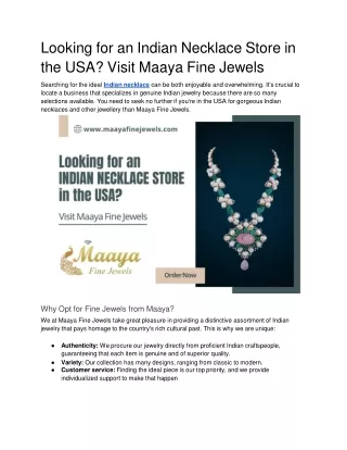 Looking for an Indian Necklace Store in the USA