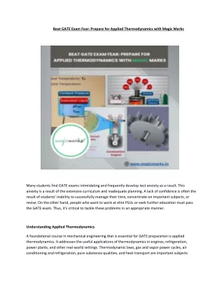 Beat GATE Exam Fear and Learn Applied Thermodynamics with Magic Marks