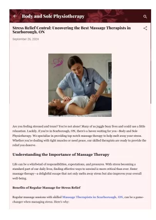 Stress Relief Central: Uncovering the Best Massage Therapists in Scarborough, ON