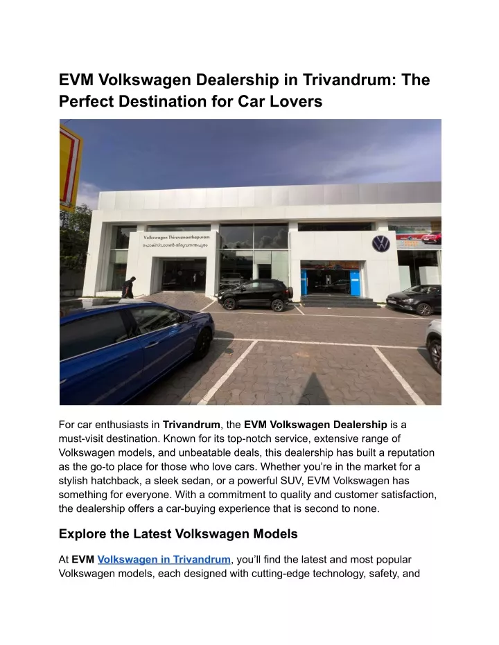 evm volkswagen dealership in trivandrum