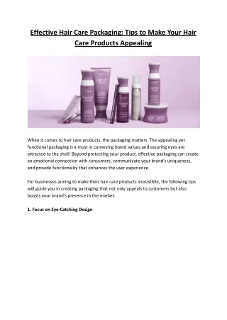 Effective Hair Care Packaging - Tips to Make Your Hair Care Products Appealing