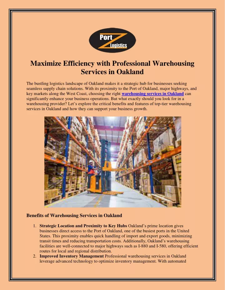 maximize efficiency with professional warehousing