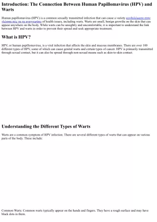Understanding the Link Between HPV and Warts