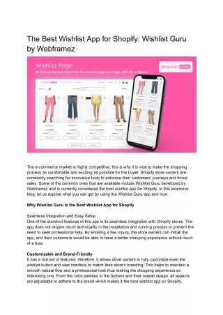 The Best Wishlist App for Shopify : Wishlist Guru by Webframez
