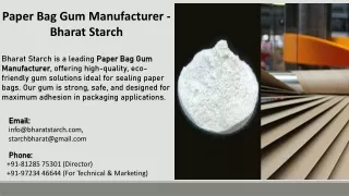 Paper Bag Gum Manufacturer - Bharat Starch