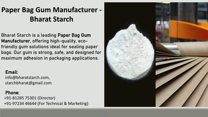 paper bag gum manufacturer bharat starch