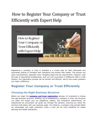 How to Register Your Company or Trust Efficiently with Expert Help