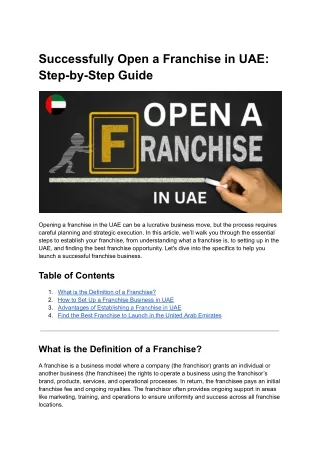 successfully open a franchise in uae step by step