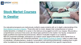 Stock Market Courses In Gwalior