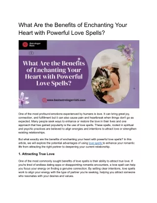 What Are the Benefits of Enchanting Your Heart with Powerful Love Spells