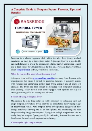 Tempura fryer