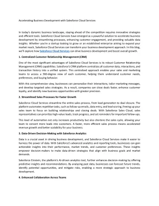 accelerating business development with salesforce