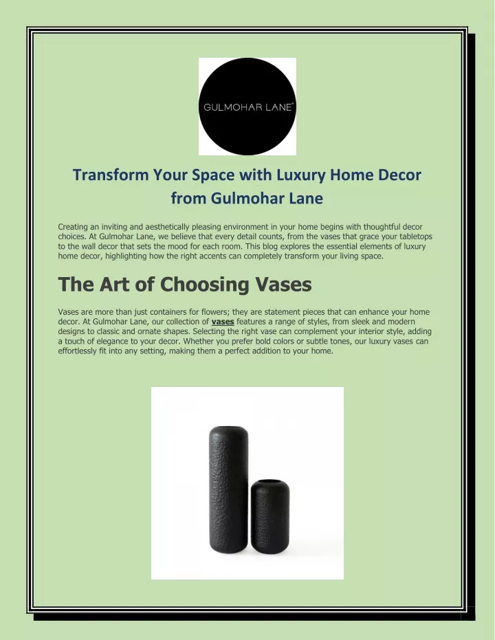 transform your space with luxury home decor from