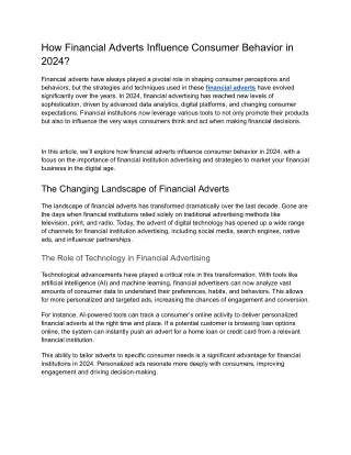 how financial adverts influence consumer behavior
