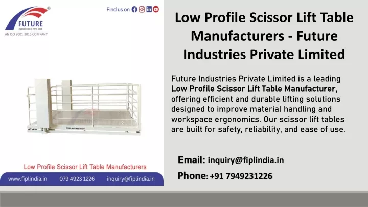 low profile scissor lift table manufacturers