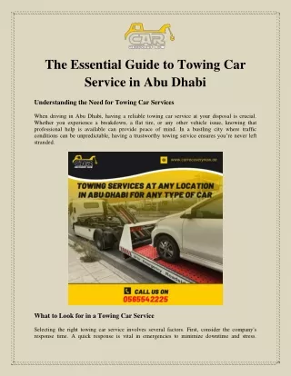 The Essential Guide to Towing Car Service in Abu Dhabi