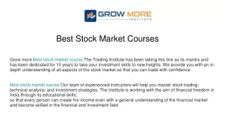 Best Stock Market Courses