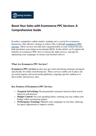 boost your sales with ecommerce ppc services