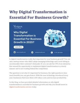 Why Digital Transformation is Essential For Business Growth?