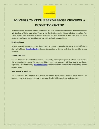 pointers to keep in mind before choosing