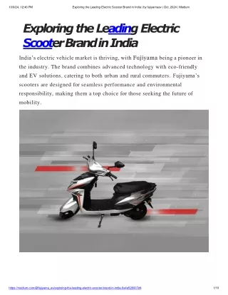 Exploring the Leading Electric Scooter Brand in India _ by fujiyamaev _ Oct, 2024 _ Medium