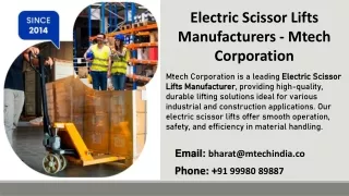 Electric Scissor Lifts Manufacturers - Mtech Corporation