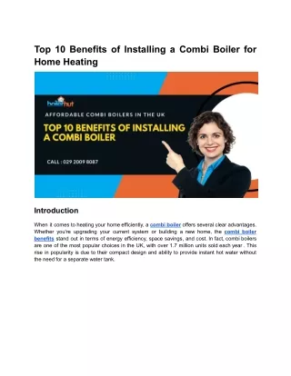 Combi boiler benefits