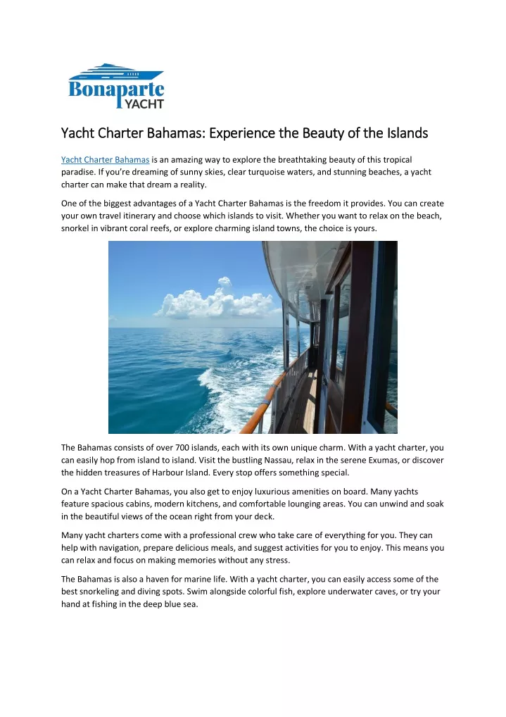 yacht charter bahamas experience the beauty