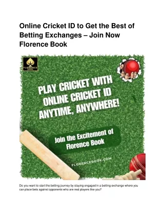 Place your bets today with Online Cricket ID - a new world of betting