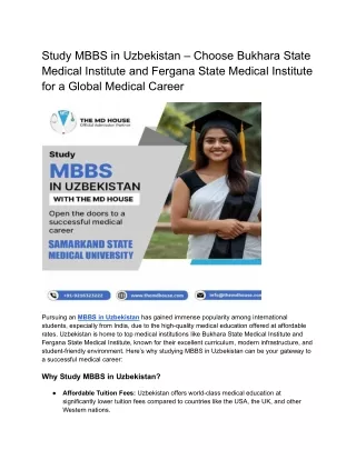 Study MBBS in Uzbekistan